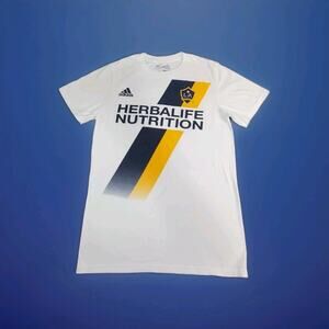Adidas Go-To Tee Men's Sz S LA Galaxy Cotton White T Shirt Van Damme #37 C21-93